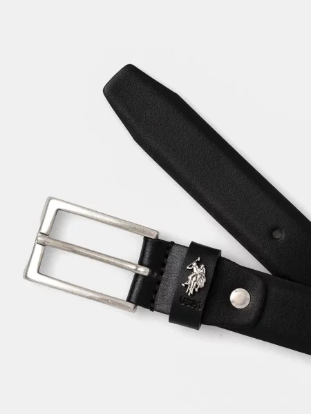 Шкіряний ремінь U.S. Polo Assn. Hitchcock чорний