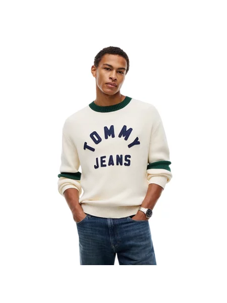 Sweter Tommy Jeans beżowy