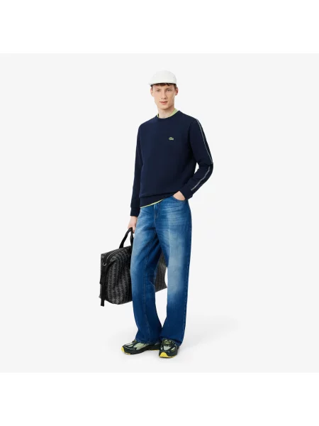 Lacoste Bluza Z Dresówki Z Pasiastą Taśmą granatowa