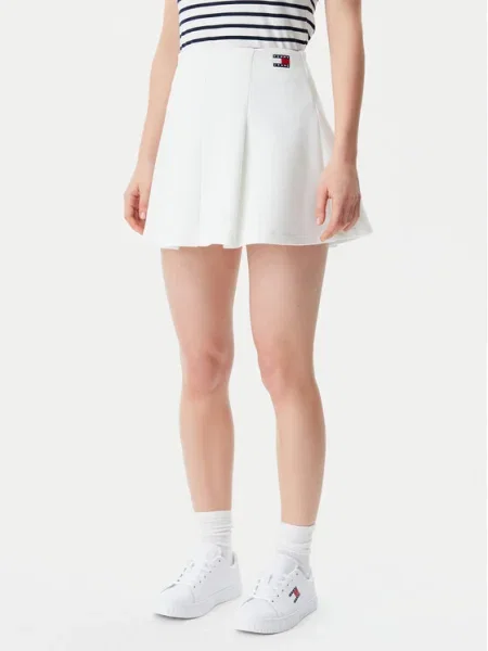 Tommy Jeans Fustă mini Badge Écru