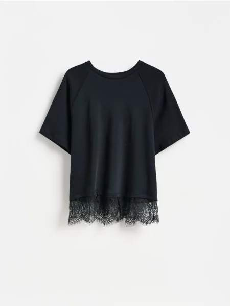 Reserved Tricou din mercerizat negru