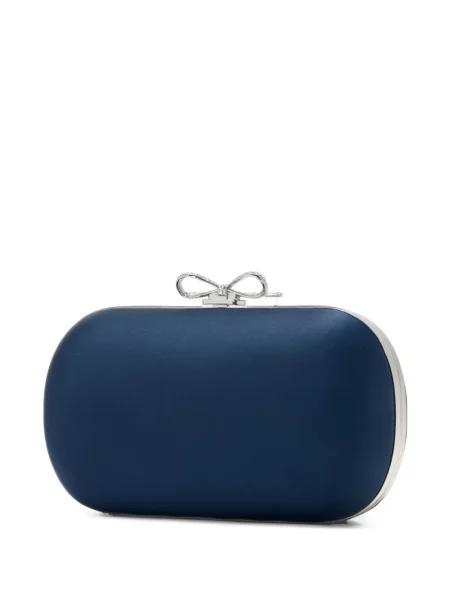 Σατέν clutch Self-portrait με φιόγκο μπλε