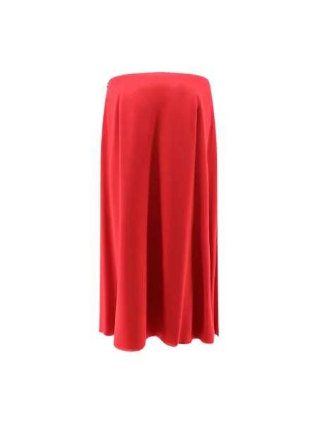 Lniana spódnica midi Valentino dzwony czerwona