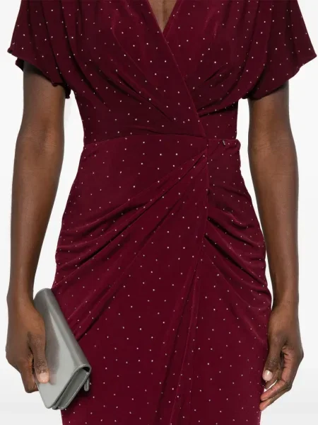 Rochie maxi Nissa de cristal de costum roșu
