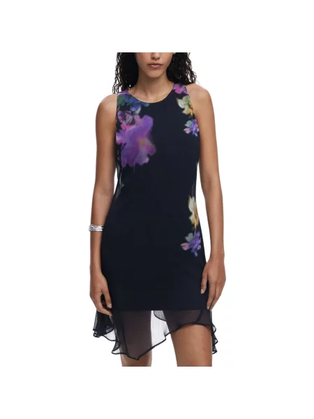 Desigual sukienka NALA mini rozkloszowana czarny
