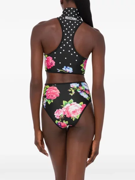 Bikini Moschino cu model floral negru