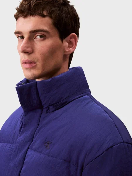 Стьобана джинсова куртка Calvin Klein Jeans синя