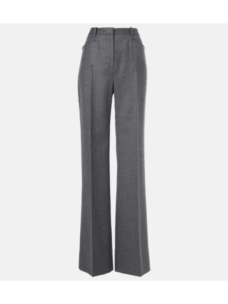 Pantaloni Tom Ford cu talie înaltă de lână gri