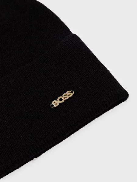 Шерстяная шапка Boss черная