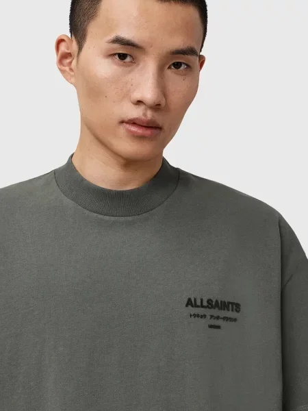Однотонная футболка Allsaints зеленая