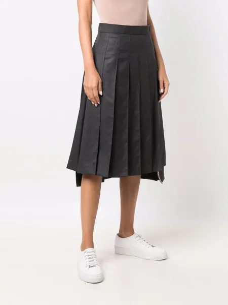 Plisované keprové plisované sukně Thom Browne pod kolena šedé