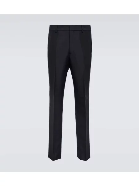 Vlněné kalhoty Prada modré