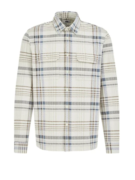 WE Fashion Košeľa nebielená / svetlomodrá / oranžová biela