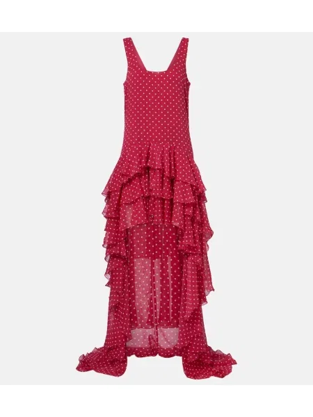 Rochie midi Rotate din șifon cu volane până la genunchi roz