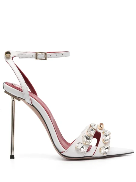 Sandale Hardot de cristal alb