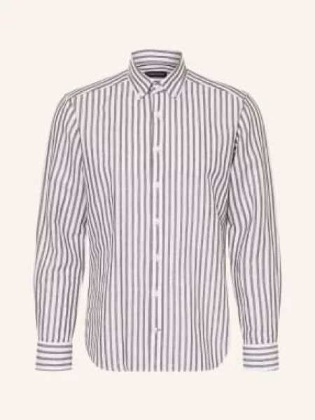 Strokesman's Košile Regular Fit S Lnem olivová bílá