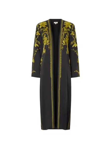 Palton Temperley London cu model floral negru