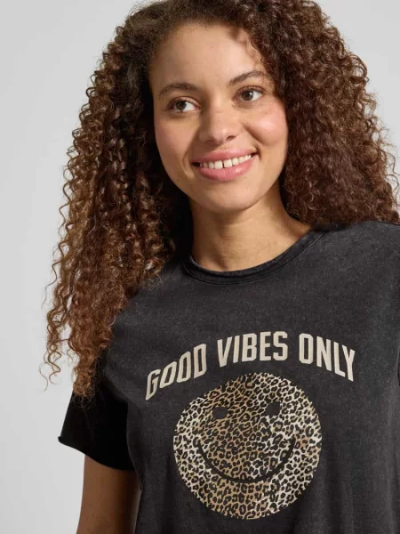 T-shirt o kroju regular fit z czystej bawełny model LISA LIFE LUCY' Only czarna