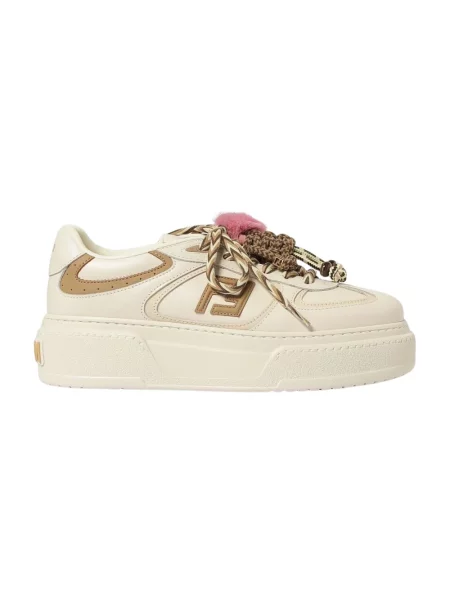 Sneakersy Fendi na platformie beżowe