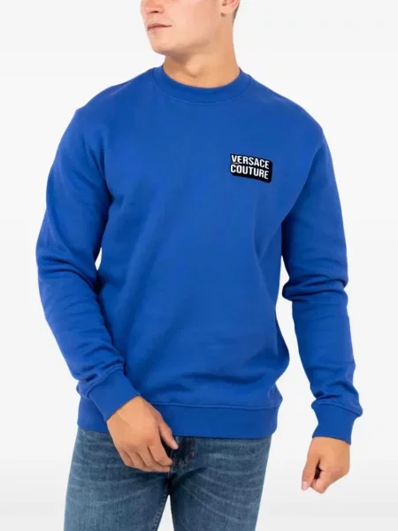Hanorac Versace Jeans Couture cu autograf albastru
