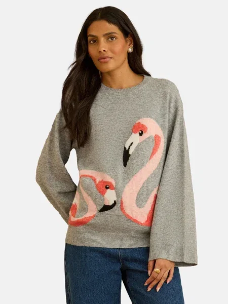 Love & roses Pulover gri / portocaliu caisă / portocaliu homar negru