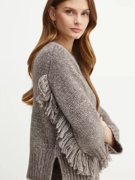 Marella pulover din amestec de lana femei călduros gri