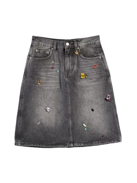 Spódnica Marc Jacobs z kamieniami w kształcie litery A szara