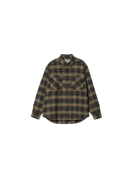 Carhartt WIP L/S Krenz Shirt Larch Mężczyźni Koszula Carhartt WIP Brązowy Size: L czarna