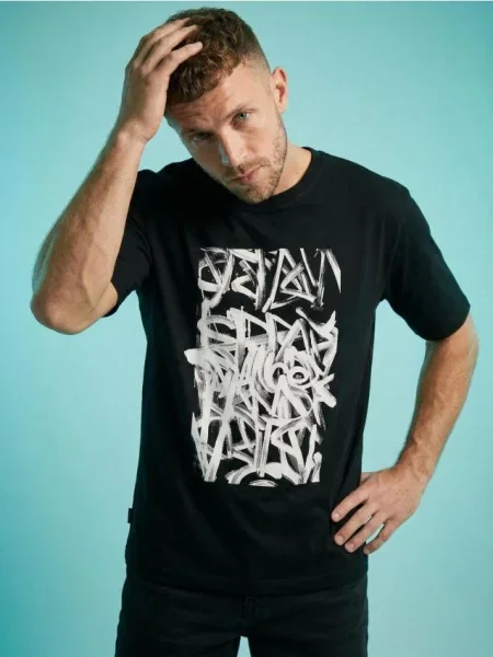 Sinsay tričko comfort s krátkým rukávem černá