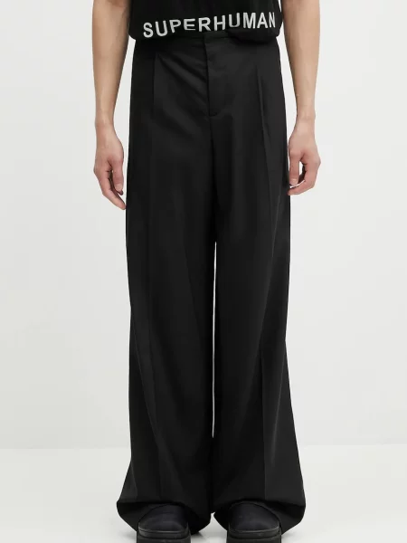 Pantaloni din lână Office Attire drept negru