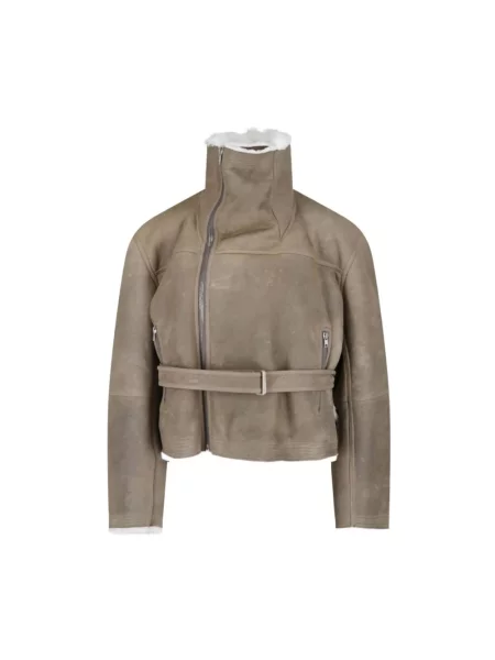 Kurtka Rick Owens wełniana o skróconej długości szara
