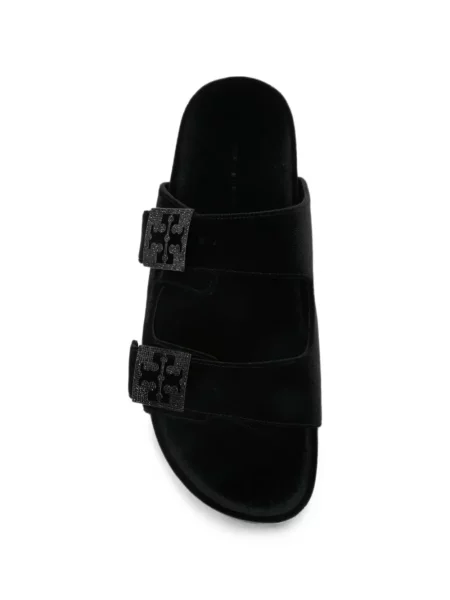 Sandale Tory Burch de catifea cu cataramă negru