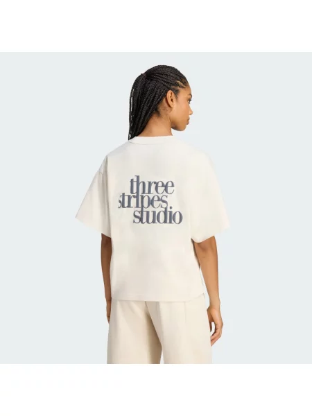 KOSZULKA 3 STRIPES STUDIO BOYFRIEND TEE biała