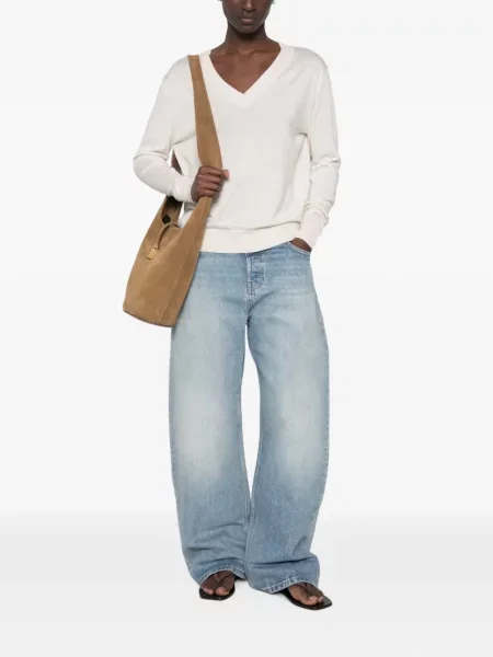 Pulover Weekend Max Mara cu decolteu în V alb