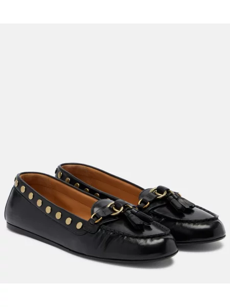 Pantofi loafer Isabel Marant din piele cu tepi negru