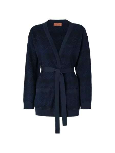 Cu centură cardigan Missoni tricotate albastru