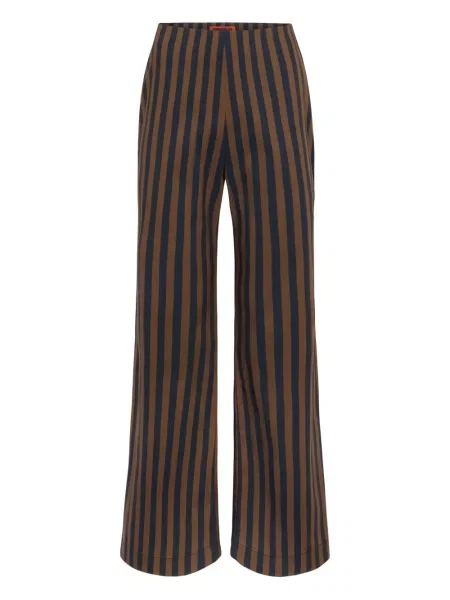 Pantaloni Simon Miller cu dungi din poplin maro