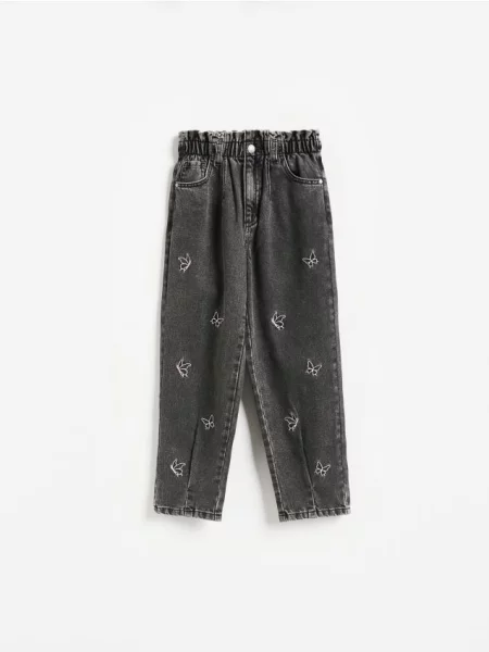 Reserved Джинси baggy з вишивкою сірий