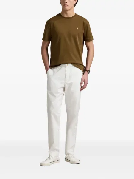 Zateplené pruhované tričko Polo Ralph Lauren s výšivkou zelené