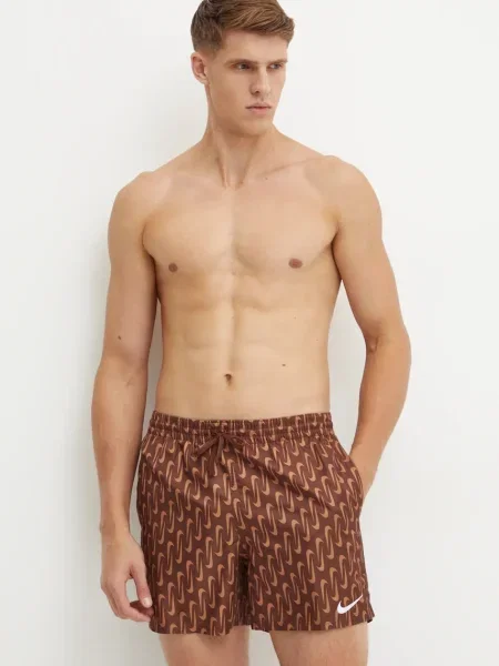 Плувни шорти Nike Swoosh Link кафяво