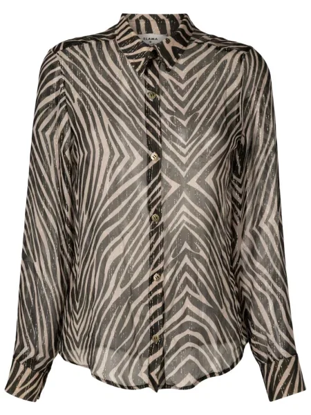 Cămașă Amir Slama de mătase cu imagine cu model zebră negru