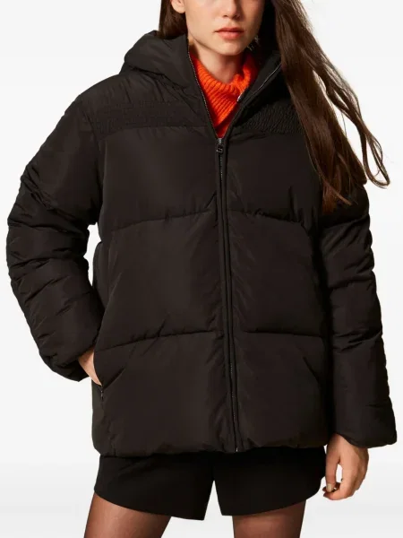 Geacă cu puf Twinset cu glugă negru