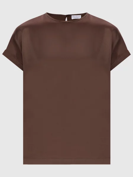 Шелковый топ Brunello Cucinelli коричневый