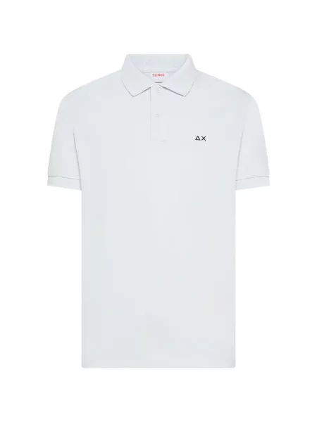 Gulerat tricou polo Sun68 cu broderie cu model paisley alb