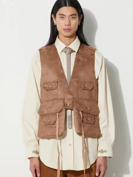 Безрукавка Engineered Garments Fowl Vest перехідна коричневий