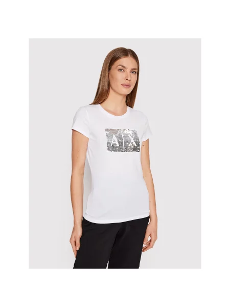 Armani Exchange Marškinėliai Slim Fit balta
