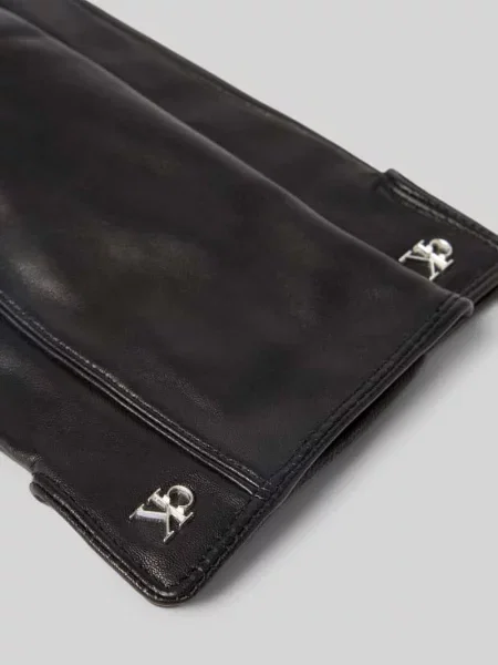 Rękawiczki z imitacji skóry z dodatkiem wełny Ck Calvin Klein czarne