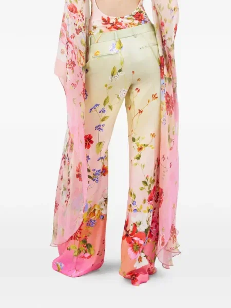 Pantaloni Roberto Cavalli cu model floral cu imagine verde