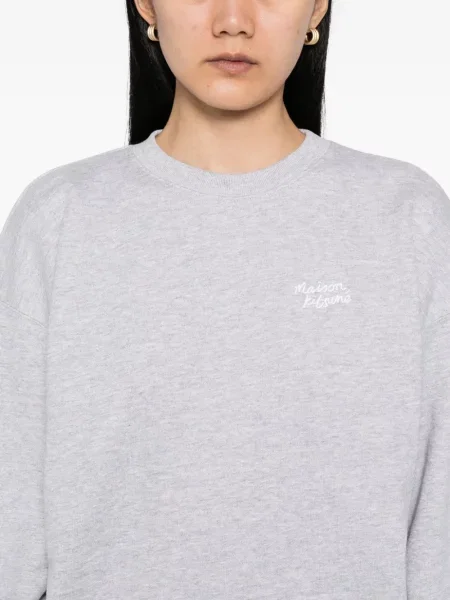 Hanorac Maison Kitsune cu broderie gri