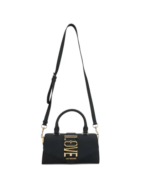 Geantă shopper Love Moschino cu autograf negru
